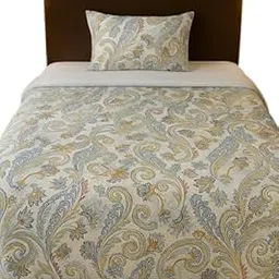 Paisley Print Duvet Cover Sets, Queen Size, Blue and Beige-picture-50