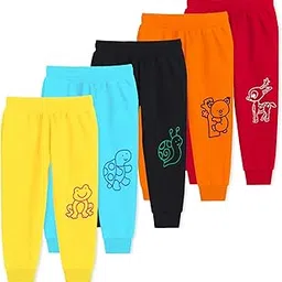trampoline Kids Cotton Blend Pyjamas Pack of 5 | Bright Colors & Fun Prints | Ribbed Ankle Everyday Bottoms for Boys & Girls | Soft & Breathable Fabric-picture-30