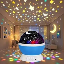 Radhav Mart Plastic Star Master Galaxy Night Projector Lamp 360° Rotating Led Starry Light with Moon, Ocean Wave & Astronaut Effects Battery Operated for Bedroom Décor Gift for All Multicolor-image-1