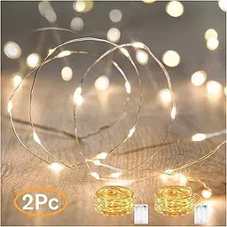 ANJAYLIA Fairy Lights, 10ft 30 LED Mini String Lights Battery Operated Firefly Starry Lights for Wedding, Bedroom, Party, Christmas, Warm White 2 Pack-picture-18