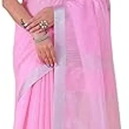 negroni Women's Plain Linen - Cotton Saree with Striped Pallu & Blouse(Unstitched), Grey Zari Border - Lace & Contrast Colors Tassels - Latkans - MAHI image 1