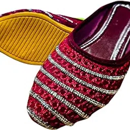 handi kalah Women’s Ethnic Jutti/Mojari – Handcrafted Traditional Slip-On Flats with Embroidered Beads & Glitter Detailing – Comfortable Party & Casual Wear Footwear-picture-18