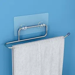 Plantex Self Adhesive Stainless Steel Towel Holder/Towel Hanger/Towel Ring for Bathroom/Bathroom Accessories - Pack of 1 (Chrome)-image-55