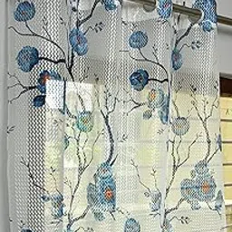 Galaxy Home Decor Premium Sheer Printed Net Transparent Curtains for Window 5 Feet (Aqua Printed, 5 Feet),Grommet Curtains-picture-10