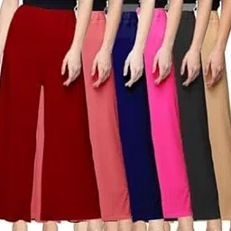 Trendy Women's & Girls Palazzo Bottom Wear Combo Pack of Five – Comfortable Polyester Palazzos Multi 3 36-picture-50