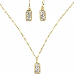 diipmaala Rectangular Pendant Necklace & Matching Drop Earrings Set for Women image 1