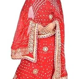 tmt hub Women's Rajasthani Traditional Bhandej Hand Gota Patti Work Lehnga Choli Chunni Set-picture-24