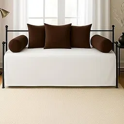 Bolster Pillow 25x12 Set of 2 with Cushion Filler 16x16 Set of 3 Soft & Shiny Diwan Pillow Microfiber Bed Pillow Bolster BOL_25x12cu_16x16 Chocolate-picture-31