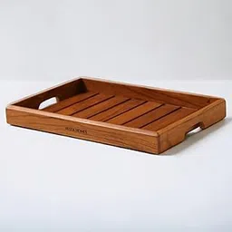 Vesta Homes Large Teak Wood Rectangular Serving Tray For Home, Kitchen, Restaurant, Office Organizer, Dining Table | Premium Wooden Trays | 38 X 26 X 4 Cm | Handcrafted In India-image-99