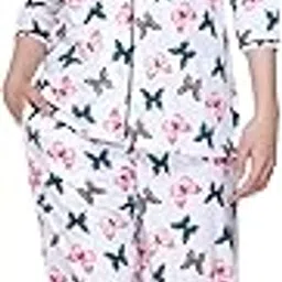plush Women's Cotton Floral Print Shirt & Payjama Stylish Nightsuit Set (NS-119)-picture-30