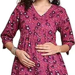 secret wish Floral Cotton Maternity Tunic/Short Nursing Kurti/Pregnancy Tunic Top/Feeding tunic top/pregnancy wear outfit-picture-41