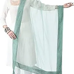 a r silk Women's Light Green Organza Cotton Solid Regular Dupatta-picture-41