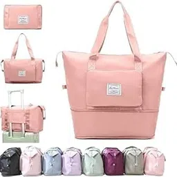 Jyoti Collection Peach Foldable Nylon Duffle Bag, Waterproof, Large Capacity, Multipurpose Weekender Carry Bag for Women's Travel-picture-49