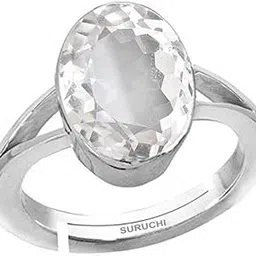 aquagems White Topaz 3.25 Ratti to 10.25 Ratti or 3 Carat to 9.5 Carat Astrological Certified Natural Gemstone bis Hallmark 925 Sterling Silver Adjustable Ring for Men & Women-3 image 1