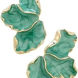 el regalo Unique Irregular Enameled Flower Petal Stud Earrings- Trendy 3D Metal Flower Stud Earrings Statement Earrings image 1