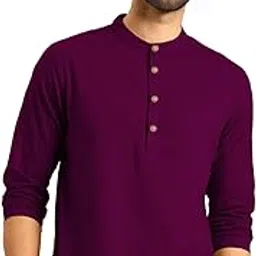 trendivastra Men's Slim Fit Full Sleeve Cotton Beige Color Short Kurta-picture-21