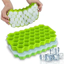 SAMEZONE 2 Pack Flexible Silicone Honeycomb Shape 37 Cavity Ice Cube Tray Mold Trays for Freezer Moulds Small Cubes Easy Release Whiskey Fridge Bar Soft Smooth Rubber Ice Tray (Multicolor Pack of 2)-picture-29
