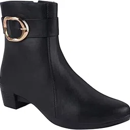 glematoz Women’s Ankle Boots with Low Block Heel Side-Zip Leather Short Booties for Everyday Footwear-picture-41