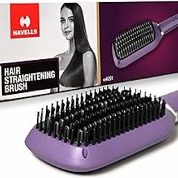 Havells Keratin Infused Hair Straightener Brush With Temperature Control For All Hair Types|50W|2 Years Guarantee|Stunning Purple|Hs4201,50 Watts-picture-18