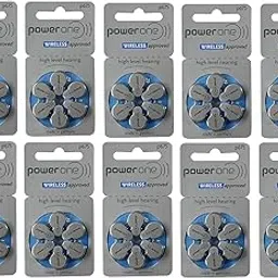 Enlinea Power-One Size 675 (PR41, 1.45V) Mercury-Free Zinc Air Wireless Approved Hearing Aid Battery (10 Strip, 60 Batteries, Size-P675)-image-0