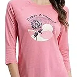 jockey AW46 Women's Micro Modal Cotton Relaxed Fit Graphic Printed Round Neck Three Quarter Sleeve T-Shirt-picture-32