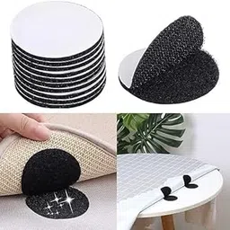 SINGH INDUSTRIES™ Double Sided Interlocking Hook Tape Stickers for Cushions, Carpet, Mats Rugs Bed Sheets Pillows Sofa Mattress Couch Blankets, Self Adhesive Fastener, Round 2 inch (Black, Pack of 5)-picture-13