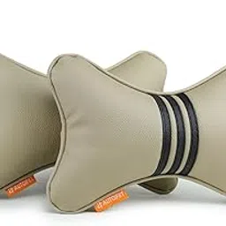 Autofit Car Neck Rest Pillow (PU Leather Neck Pillow, Beige Black)-picture-22