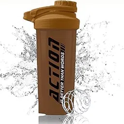 COOL INDIANS Plastic BPA-free Material Leakproof Gym Shaker Bottle with Extra Compartment Ideal for Protein, Preworkout and BCAAs (700 Milliliters) (Brown)-image-90