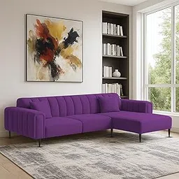 BRAXTON Allen RHS 4 Seater Sofa Set L Shape Modern Sofa Set for Living Room (Purple Color Fabric)-image-82
