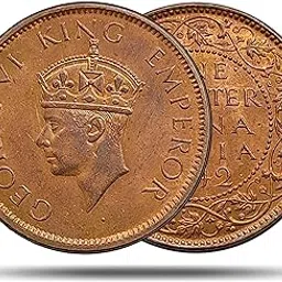 COINIACS UNC Quarter Anna George VI King Emperor 1940-42 Copper Old Coin, British India, Original Collectable.-image-5