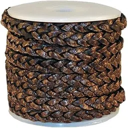 Flat Braided Leather Cords, 5mm 3 Ply, Leather Cord, Ganuine Leather Cords, Dark Brown Color, Hand Braided, Roll of 5 Meters-picture-15
