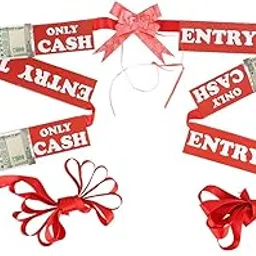 THE BRIDE MADE Entry Tax Only Cash Welcome Ribbon Red Satin Ribbon (Pack of 1)-picture-28