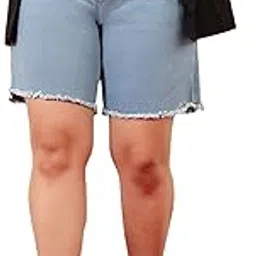 Women's Regular High Rise Above Knee Stretchable Denim Shorts-image-84