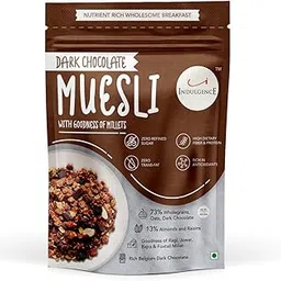 Indulgence Dark Chocolate Muesli - Whole Grains, Belgian Dark Chocolate, Ragi, Oats, Millet, Almonds, Raisins, Palm Jaggery, High Protein, High Fiber, Zero Cholesterol-picture-20