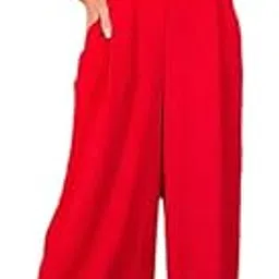 quecy Casual Style Wide Leg Red Jumpsuit Sleeveless Straight Pants Street Clothing for Women-picture-25