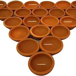 Mphmi Clay Diyas 100 Pcs, Handmade Clay Mitti Diyas for Navratri Diwali Puja Gifts Decoratio Diwali Mitti Diya Clay Handmade Diya (Pack of 100)-picture-23