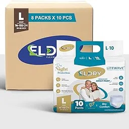 ELDRY Unisex | Premium Soft Adult Pant Style Diapers | 80 Counts | Large (L) Size 76-132Cm (30''-52'' Inch) | Leakproof, Wetness Indicator, 12 hrs Overnight Protection | (Pack of 8)-picture-12