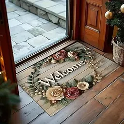 Roslen Bathroom Door Mats Non Slip Waterproof Floral Welcome Doormat for Home Entrance, Durable Front Porch Rug for Entryway, Bathroom, Balcony, Garden, Patio, Washable Mat-picture-26