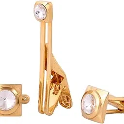 voylla Elegant Golden Tie Pin and Cufflink Set|Gift For Men|Gift Set|Men's Gifting|Gift For Him|-picture-19