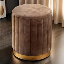Heritage Crafters Velvet Luxurious Ottoman Pouffes for Sitting: Sofa Side Stool, Wooden Small Ottoman Footrest Stool, Makeup Chair, Pouf for Office & Home Dcor, for Bedroom & Living Room (Brown)-image-4