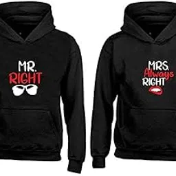 tee mafia Unisex Couple Combo 100% Cotton Mr Mrs Hoodie for Valentine's Day - Black (Pack of 2)-picture-40