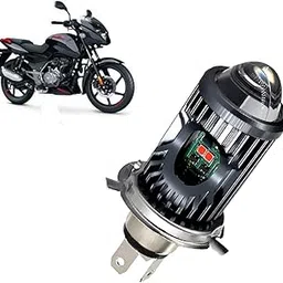 Auto Pearl Motorcycle H4 35W LED Headlight Dual Beam White and Yellow light and Red-Blue light with Flashing mode compatible with Pulsar 125 Neon-BS6 (Pack of 1)-picture-12