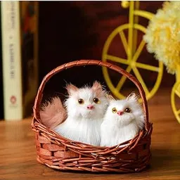 ViaZAID Cat in Basket Mini Kitten Doll with Meows Sounds by Touching Over The Cat/Kitten Toy Doll Decor for Office Desk Hand Toy Gift for Kids Boys,Girls & Girlfriend (Grey) (B)-picture-33