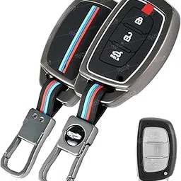Metal Silicon Key Cover Compatible with Hyundai Creta i10 Grand i20 Elite i20 Active Xcent Verna 4s, Tucson Elantra Grand i10 Nios 3 Button Smart Key Special Feature Visible in Low-Light-picture-16