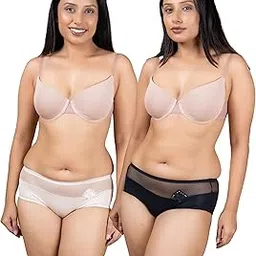 High Coverage Super Combed Cotton Mid Waist Hipster/Panties with Concealed Waistband and Stay Fresh Treatment Combo of 2-picture-34