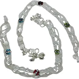 Indian Traditional White Metal Anklets Payal Pair for Women (0056)-picture-25