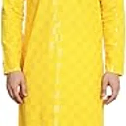 sojanya (Since 1958 Men's Cotton Embroidered Sequinned Kurta With white churidar Pyjama-picture-13