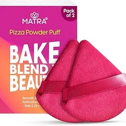 Matra Triangle Powder Puff - Soft Pizza Puff Makeup Sponge Pad for Loose Powder, Foundation, Compact Cream & Concealer - Finger Puff Blender for Wet & Dry Use, Washable & Reusable BB Cushion Pack of 2-image-5