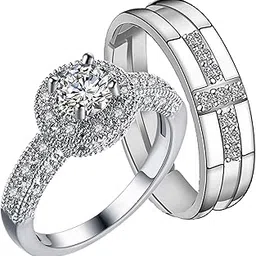 mahi Valentine Gift Proposal Couple Ring Set with Cubic Zirconia for Men and Women (PAFRCO1103032PR)-picture-52