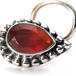 JSAJ STONE NOSEPIN WIRE NOSE PIN IN PURE 92.5 STERLING SILVER-picture-31